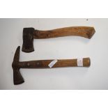 TWO AXES, ONE FIREMAN'S TYPE AXE