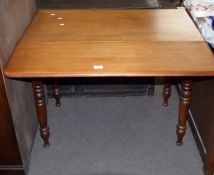 Victorian mahogany Pembroke table with single drawer to frieze, two drop leaves and supported on
