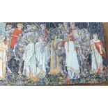 Small 20th century French machine tapestry, "La Quete du Saint Graal", 67cm x 122cm, together with a