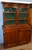 19th century mahogany side cabinet with glazed top, two frieze drawers and two panelled doors