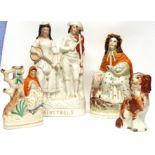 Staffordshire model of Red Riding Hood together with a small Staffordshire poodle, small model of