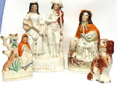 Staffordshire model of Red Riding Hood together with a small Staffordshire poodle, small model of