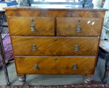 19th century Continental mahogany chest of two and two drawers with metal tab drop handles and