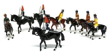 Box containing quantity of metal soldiers, mainly Household Cavalry mounted on horses, (8)