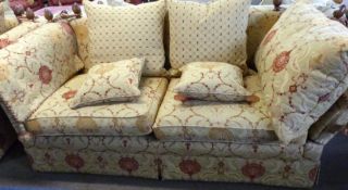 Good quality Mark Elliot three-seater Knole style settee with two rope tied drop ends, complete with