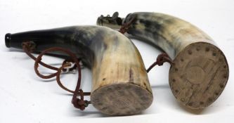 Two hunting horns