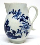 Lowestoft porcelain sparrowbeak jug decorated with a chinoiserie scene of rocks and trailing