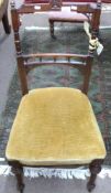 Single Edwardian American walnut bedroom chair with gold Dralon seat (a/f)