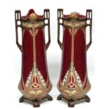 Pair of Eichwald Art Nouveau style vases, 32cm high (2)