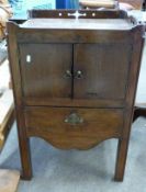 George III period mahogany night table with pierced galleried top (part missing), the front with two