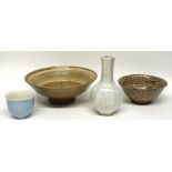 Selection of Chinese porcelain and pottery including a crackle glazed vase, an agate style pottery