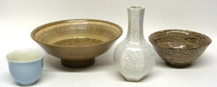 Selection of Chinese porcelain and pottery including a crackle glazed vase, an agate style pottery