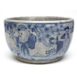 Chinese porcelain crackle ware bowl decorated with Chinese figures, 16cm diam