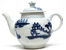 Lowestoft toy tea pot with Chinese island scenes, together with a cover with similar design