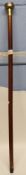 Walking cane, the top with brass mount and clock dial, 85cm long