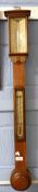 Stick barometer in light oak frame by J Lucking, Birmingham and Leeds, 90cm long
