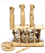 Interesting ivory automaton, or possibly prisoner of war carving, with a series of cogs and small