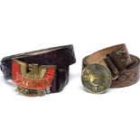 Wild West style pair of leather belts with inscription (2)