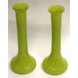 Pair of green glass vases made by Murano, with sticker to side, 25cm high (2)