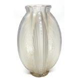 Sabino Art Deco vase of lobed frosted shape, the base engraved "Sabino France", 29cm high