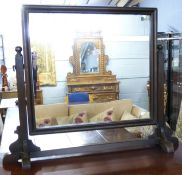 20th century rectangular framed oak dressing table mirror with stretcher base, the glass 50cm x