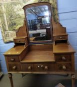 Large mid/late 19th century Continental mahogany dressing table, the superstructure with central