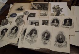 Folder of 20 18th century engravings etc, to include portraits, assorted sizes, all unframed