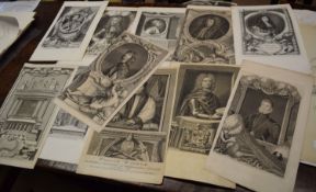 Folder of 11 18th century engravings, portraits etc, assorted sizes, all unframed