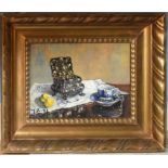 Continental School (20th century), Still Life study, oil on panel, indistinctly signed lower left,