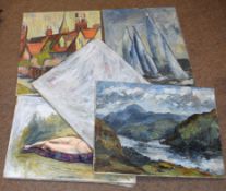 Diana M Perowne, Landscapes etc, group of 10 oils on canvas, some signed, each approx 51 x 61cm,