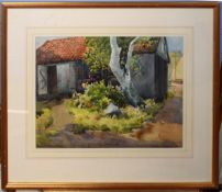 Charles Hannaford Jnr, Old Barn, watercolour, signed lower left, 27 x 36cm