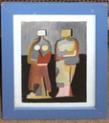 D Jackson, Two figures, mixed media, signed and dated 1973 verso, 33 x 23cm