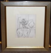 After Giacometti, Figure study, black and white print, together with two further black and white