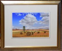 Tony Garner, Hayfield, pastel, signed lower right, 26 x 38cm, together with a further picture by the