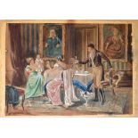 English School (19th century), Regency interior with family raising a champagne toast,