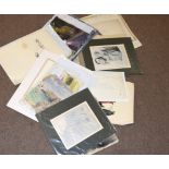 Folder of assorted watercolours, drawings etc