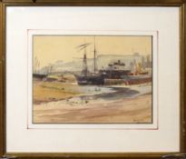 Charles Hannaford, Harbour estuary, watercolour, signed lower right, 21 x 28cm