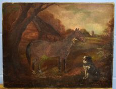 Herbert St John Jones, "Jenny and Dit (horse and dog)", oil on canvas, signed and dated 1917 lower