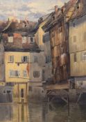 A E T, View of the German town Esslingen, watercolour, initialled, dated Nov 1881 and titled lower