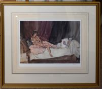 After Sir William Russell Flint, Reclining nude, coloured print, numbered 527/850 in pencil to lower