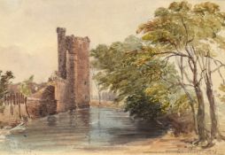 W Maitland, Caister Castle, watercolour, signed lower right, 13 x 20cm