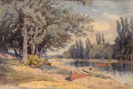 Charles Harmony Harrison, River scene, watercolour, signed lower right, 30 x 48cm