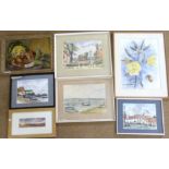 Diana M Perowne, Box of 17 framed works, assorted sizes (17)