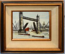 Modern School (20th century), Tower Bridge, oil on canvas, indistinctly signed lower right, 19 x
