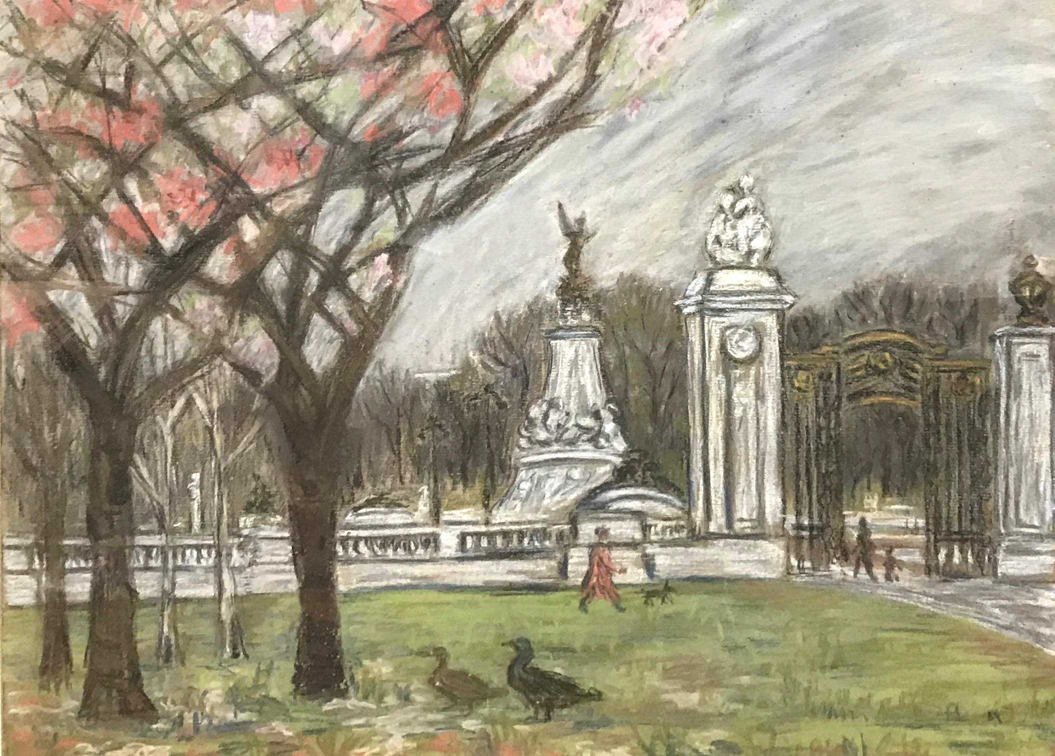Nina Hosali, Buckingham Gate, London, pastel, 45 x 62cm