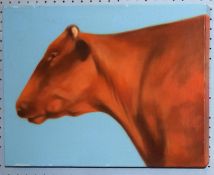 Luke Morgan, Cow study, oil on canvas, signed and dated 04 verso, 30 x 40cm
