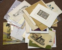 Folder of assorted prints etc