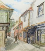 J Hughes, Colchester street scenes, pair of watercolours, both signed and inscribed, 33 x 24cm and