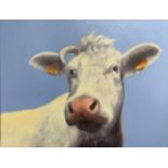 Luke Morgan, "Vache blanc", oil on canvas, signed and dated 05 verso, 26 x 35cm
