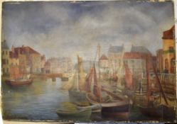 Fred Bollands, View of Whitby Harbour, oil on board, signed and dated 1904 lower left, 35 x 50cm,